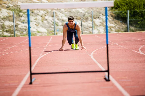 Atletka chtěli skočit překážkou — Stock fotografie