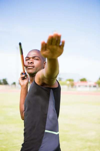 Leichtathletin vor Speerwurf — Stockfoto