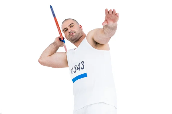 Atleet voorbereiding te gooien Javelin — Stockfoto