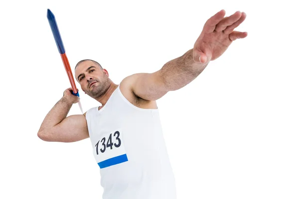 Athlète se préparant à lancer Javelin — Photo