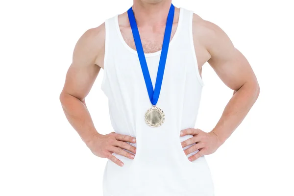 Athlete with olympic medal — Stock Photo, Image