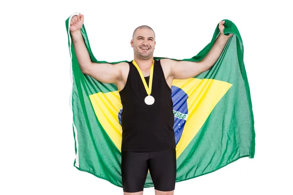 Sportovec s zlatou olympijskou medaili — Stock fotografie