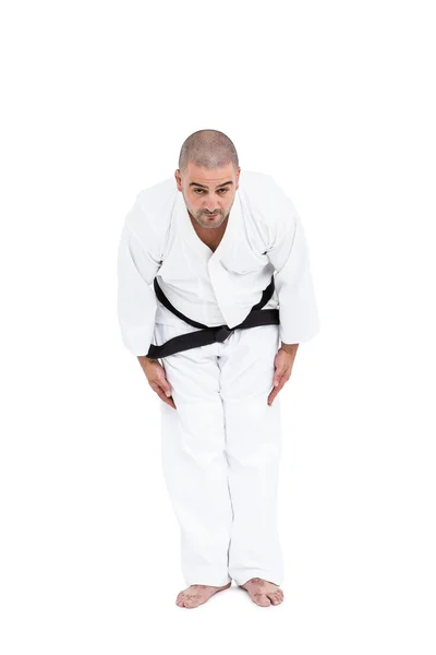 Fighter performing karate stance — Stock Photo, Image