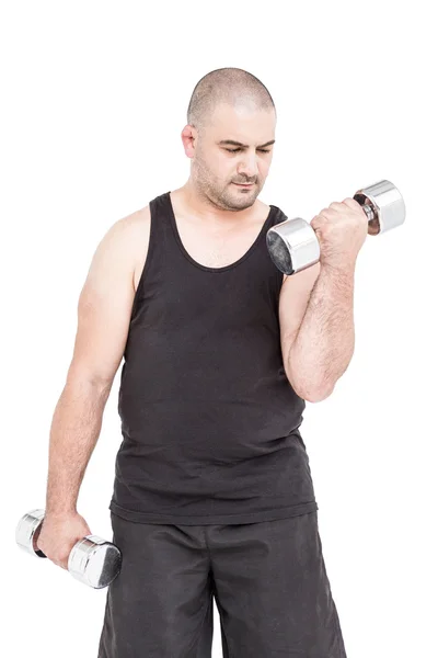 Bodybuilder lifting dumbbells Stock Photo