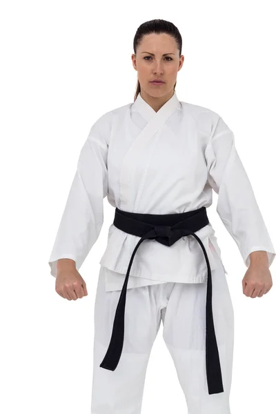 Giocatrice di karate femminile in posa — Foto Stock