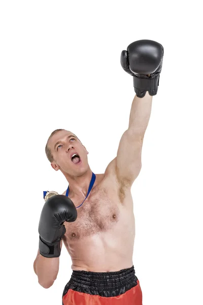 Boxer performing boxing stance — Stock Photo, Image