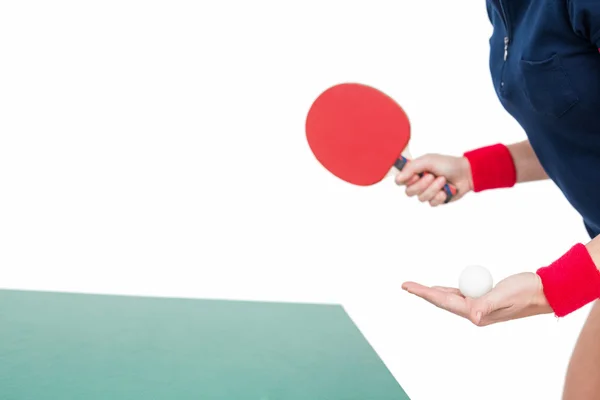 Atletka hraje ping pong — Stock fotografie
