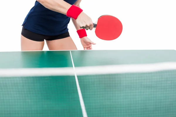 Ping pong player hitting the ball — Stock Photo, Image