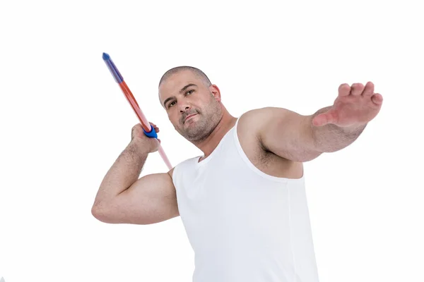 Atleet voorbereiding te gooien Javelin — Stockfoto