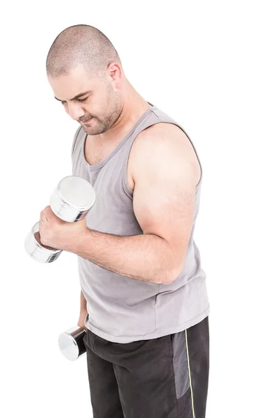 Dumbell ile çalışma dışarı atlet — Stok fotoğraf