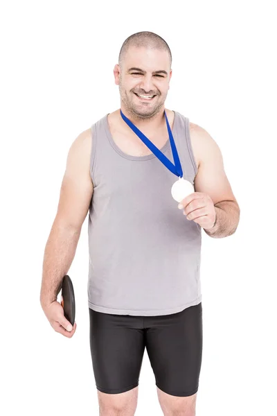 Athlete winning gold medal — Stock Photo, Image