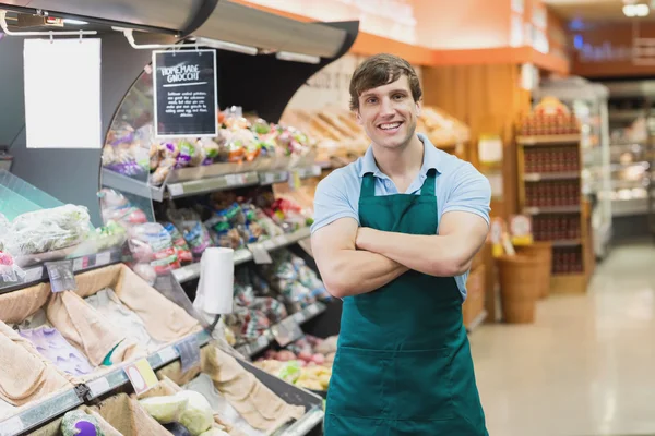 Portrait of man grocer smile — Stok Foto