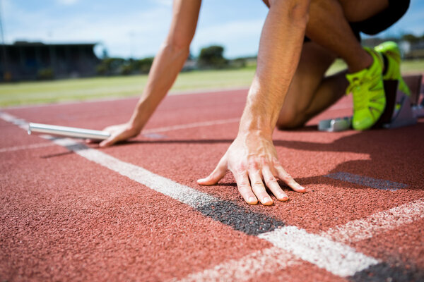 Athlete ready to start — Stock Photo, Image