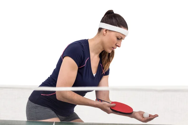 Lekkoatletka, grając w tenisa stołowego — Zdjęcie stockowe
