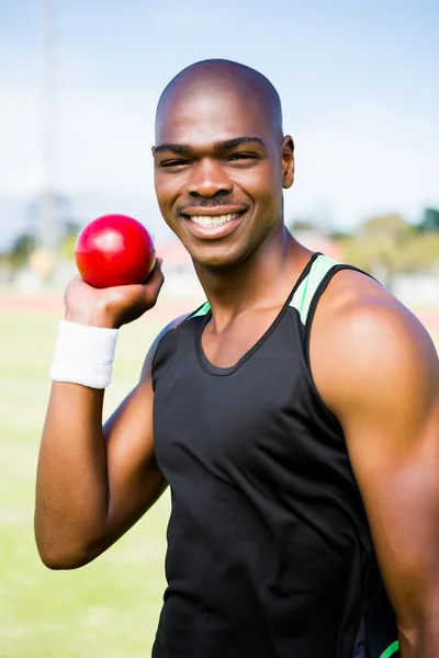 Atleta se preparando para atirar tiro colocar bola — Fotografia de Stock