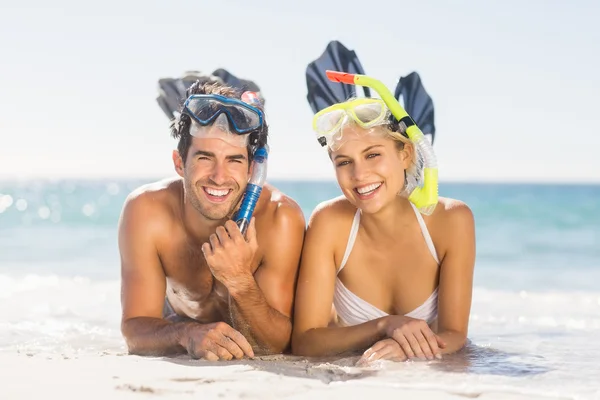 Couple wearing diving masks — Stock Photo, Image