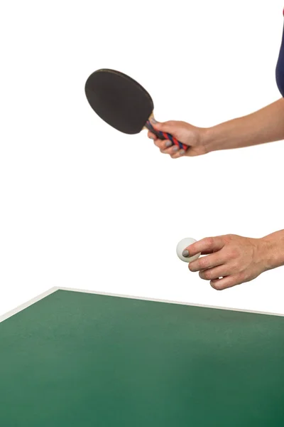 Atleta femenina jugando al tenis de mesa — Foto de Stock