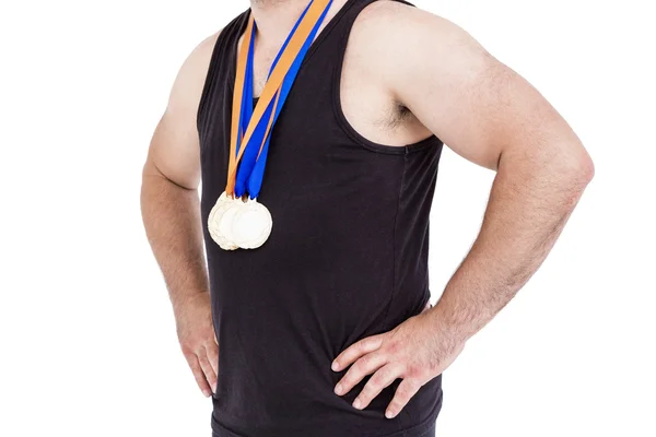 Спортсмен с олимпийской медалью — стоковое фото