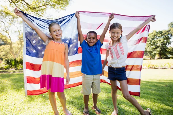 Kinderen met usa vlag Stockfoto