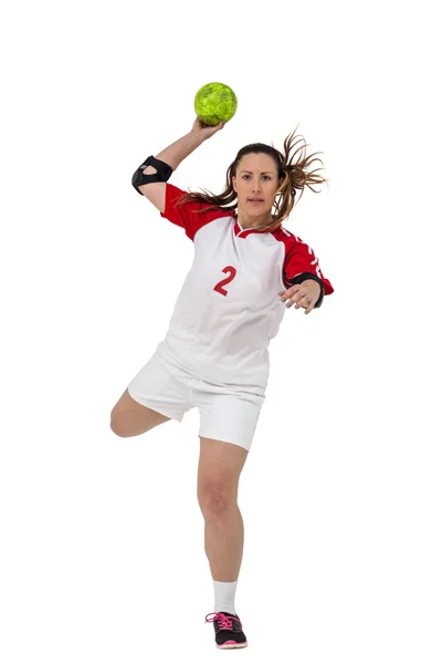 Спортсменка кидає м'яч — стокове фото