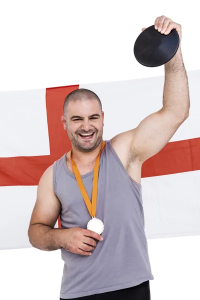 Athlete with olympic gold medal — Stock Photo, Image