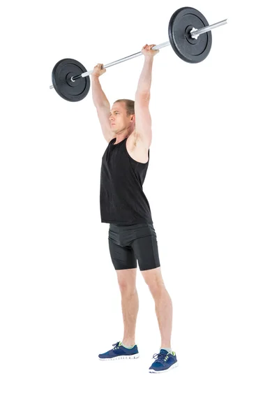 健美运动员重的杠铃举重 — 图库照片