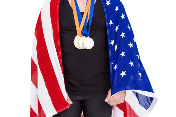Atleta con medalla de oro olímpica — Foto de Stock