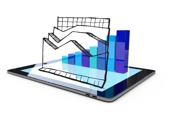 Image composite de la tablette avec des données — Photo