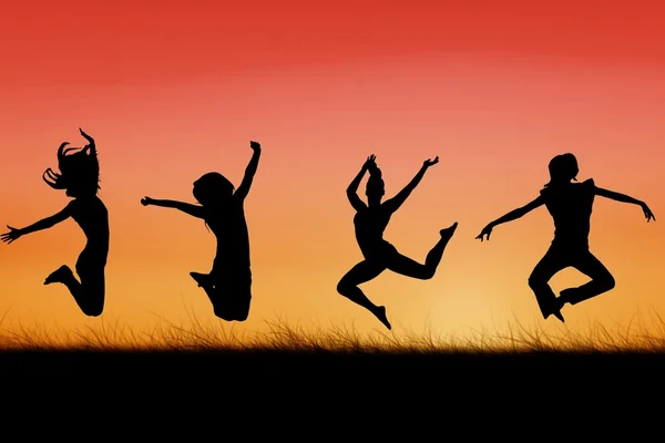 Composite image of figures are jumping — Stock Photo, Image