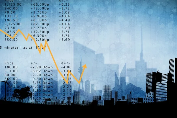 Sammansatt bild av stadsbilden med data — Stockfoto