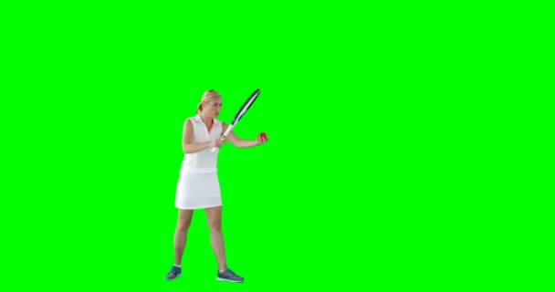 Sportswoman is practising tennis — Stock Video