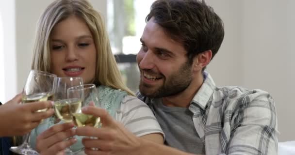 Happy couple toasting together — Stock Video