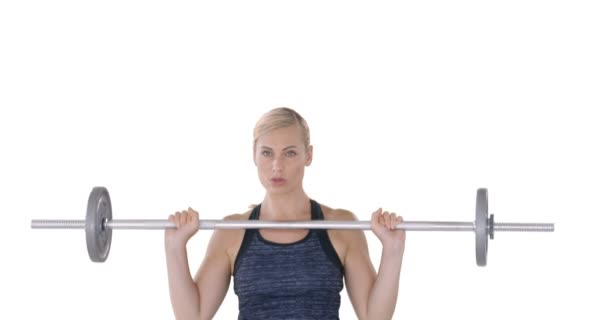 Vrouw halter Gewichtheffen — Stockvideo