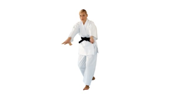 Vrouw doen martial arts — Stockvideo