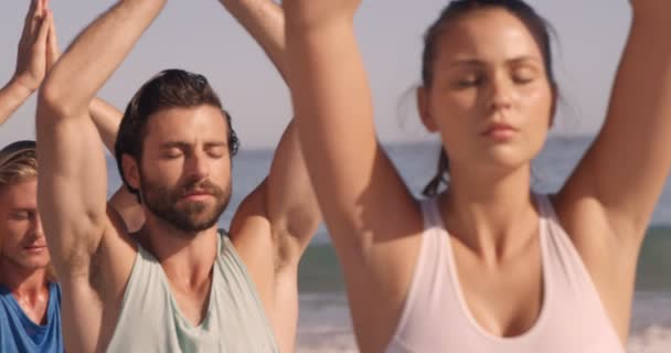 Amigos haciendo yoga juntos — Vídeo de stock