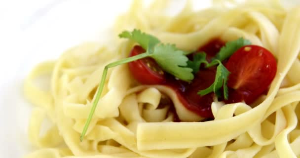 Focus on Pasta on a plate — Stock Video