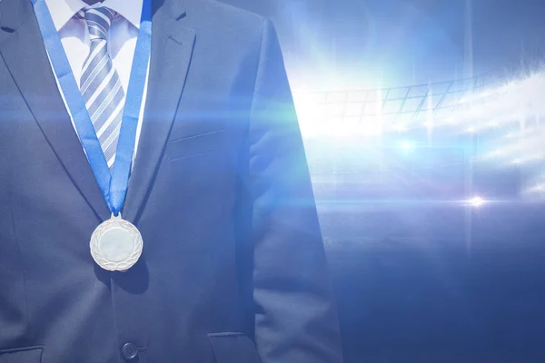 Businessman chest with medal — Stock Photo, Image