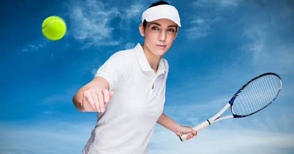 Lekkoatletka, grać w tenisa — Zdjęcie stockowe