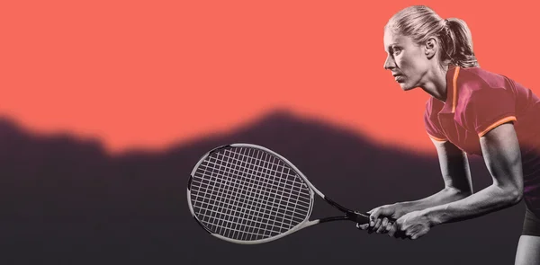 Tenis oyuncu raket ile — Stok fotoğraf