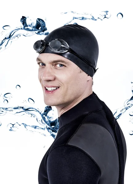 Confident swimmer in wetsuit — Stock Photo, Image