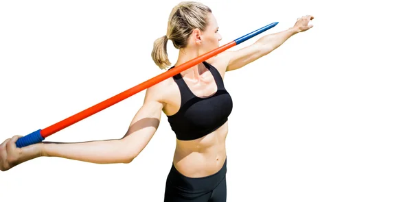 Sportswoman preparing to javelin throw — Stock Photo, Image