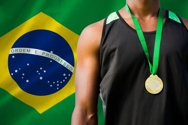 Sportman borst met medaille — Stockfoto