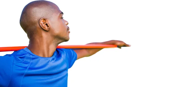 Sportsman holding a javelin — Stock Photo, Image