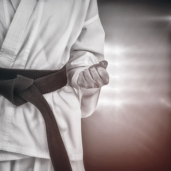 Female athlete posing in kimono — Stock Photo, Image