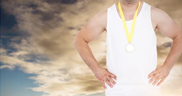 Atleta com medalha olímpica — Fotografia de Stock