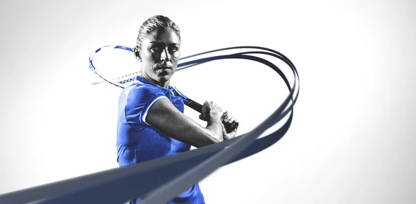 Joueur de tennis jouant au tennis avec une raquette — Photo