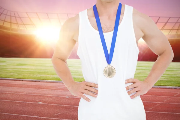 Atleta com medalha olímpica — Fotografia de Stock