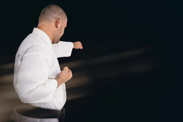Fighter performing karate stance — Stock Photo, Image