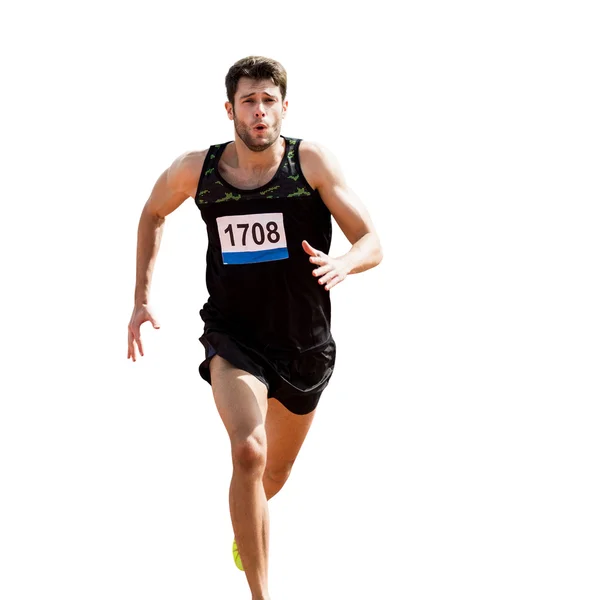Sportsman está correndo durante uma corrida — Fotografia de Stock