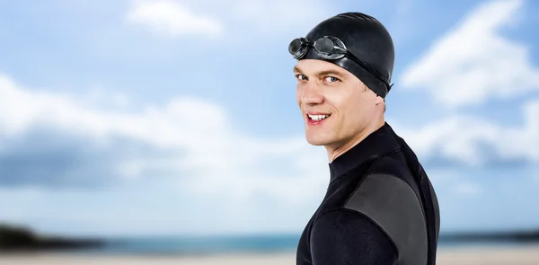 Confident swimmer in wetsuit — Stock Photo, Image